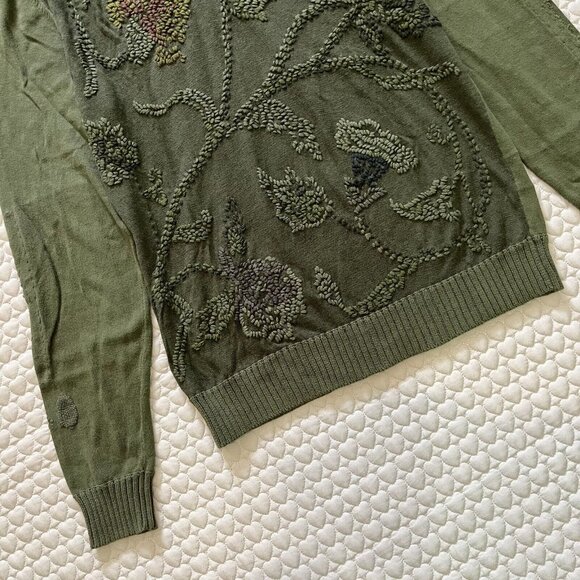 NWOT Kenzo men's Embroidered linen blend sweater Size XXL Green - Picture 7 of 14